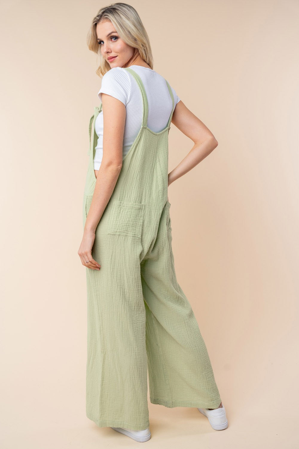 White Birch Texture Sleeveless Wide Leg Jumpsuit for a perfect OOTD – dress to impress outfits from Amexza