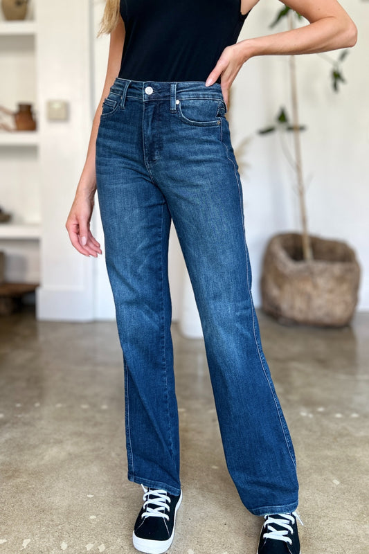 Judy Blue Full Size Tummy Control Straight Jeans - Dark / 0/24