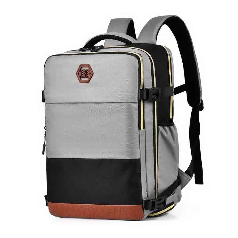 Color Block Multi-Pockets Backpack Bag Light Gray One Size for a perfect OOTD – dress to impress outfits from Amexza
